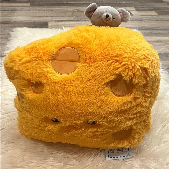 Squishable Other - Squishable plush retired cheese wedge with mouse large 15” like new